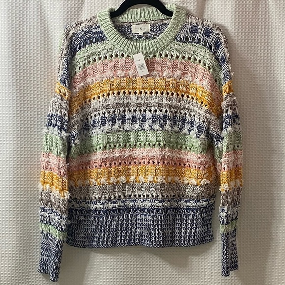 NWT L&G Rainbow Fringestitch Crewneck Sweater - Picture 5 of 9